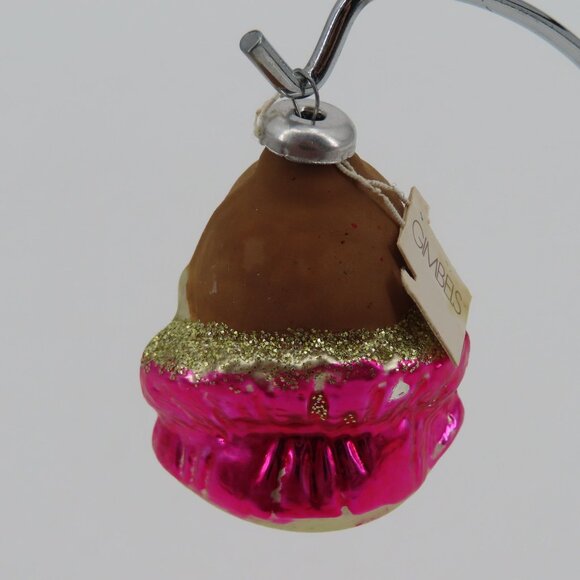 VTG Gimbels Glass Clown Head Gold Glitter Christmas Ornament Holiday Xmas Retro - Picture 5 of 12